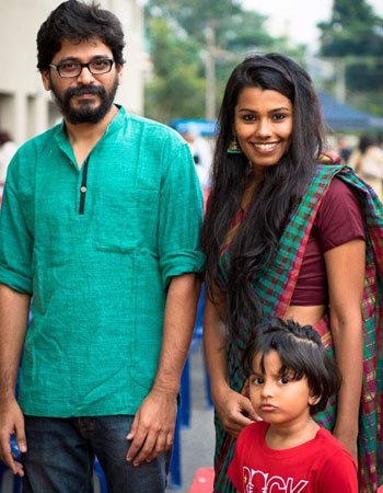 Pawan Kumar with his wife Sowmya Jaganmurthy and Daughter