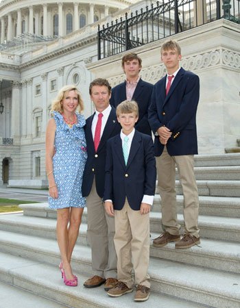 Rand Paul with his Wife and Sons