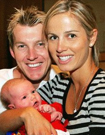 Brett Lee with his wife and Son