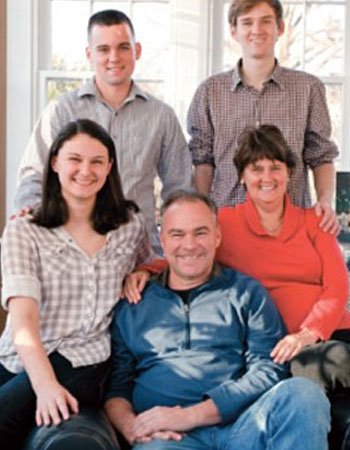 Tim Kaine with his Children and wife