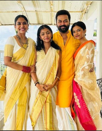 Indrajith Sukumaran with his Daughters and Wife