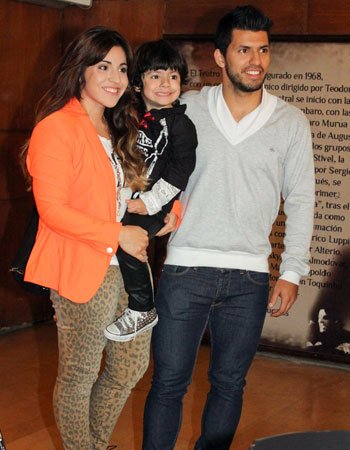 Sergio Agüero with his Wife and Son